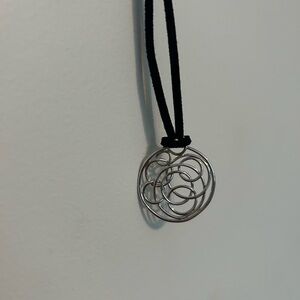 Lia Sophia Silver Pendant Necklace on a Black Suede Cord